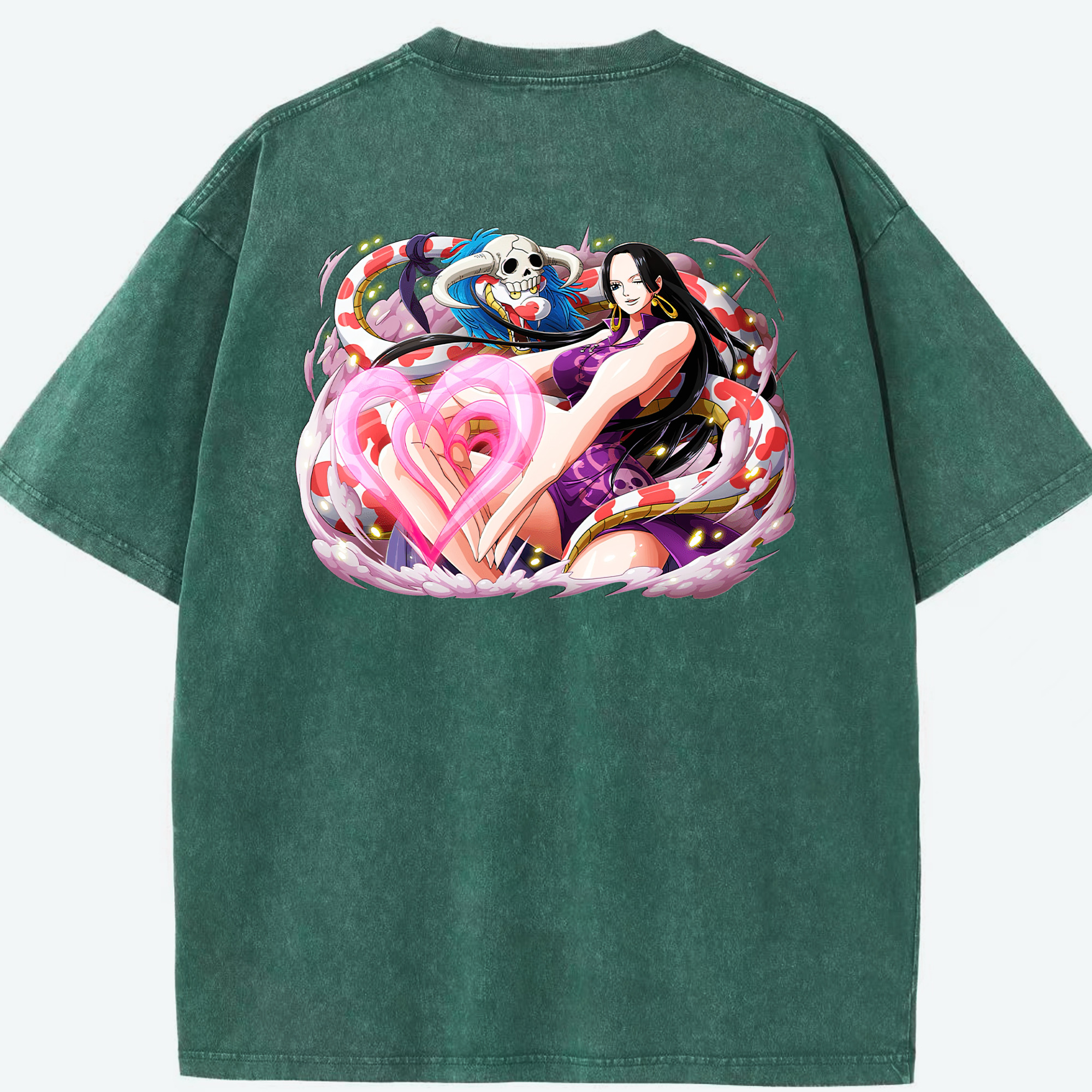 ワンピース ボア・ハンコック ONE PIECE Boa·Hancock 綿100% ヴィンテージ風 半袖Tシャツ（背面プリント）
